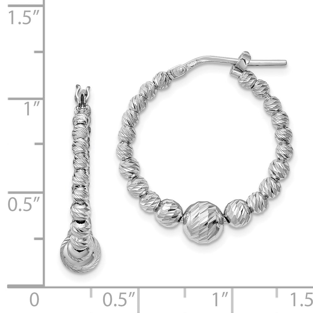 Sterlingsilber Rhodiniert Diamantiert Gekugelt Creolen