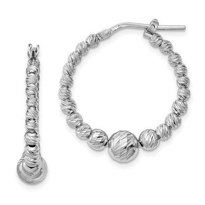 Sterlingsilber Rhodiniert Diamantiert Gekugelt Creolen