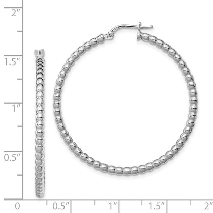 Sterlingsilber Rhodiniert Gekugelt 3x35mm Creolen