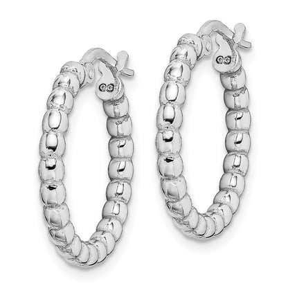 Sterlingsilber Rhodiniert Gekugelt 3x15mm Creolen
