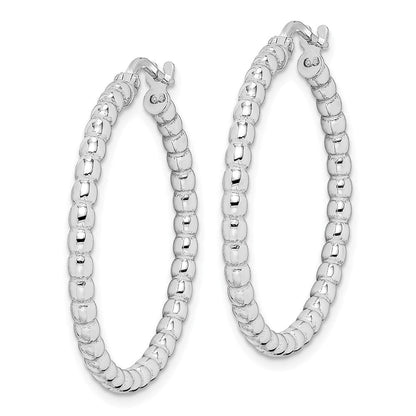 Sterlingsilber Rhodiniert Gekugelt 3x25mm Creolen