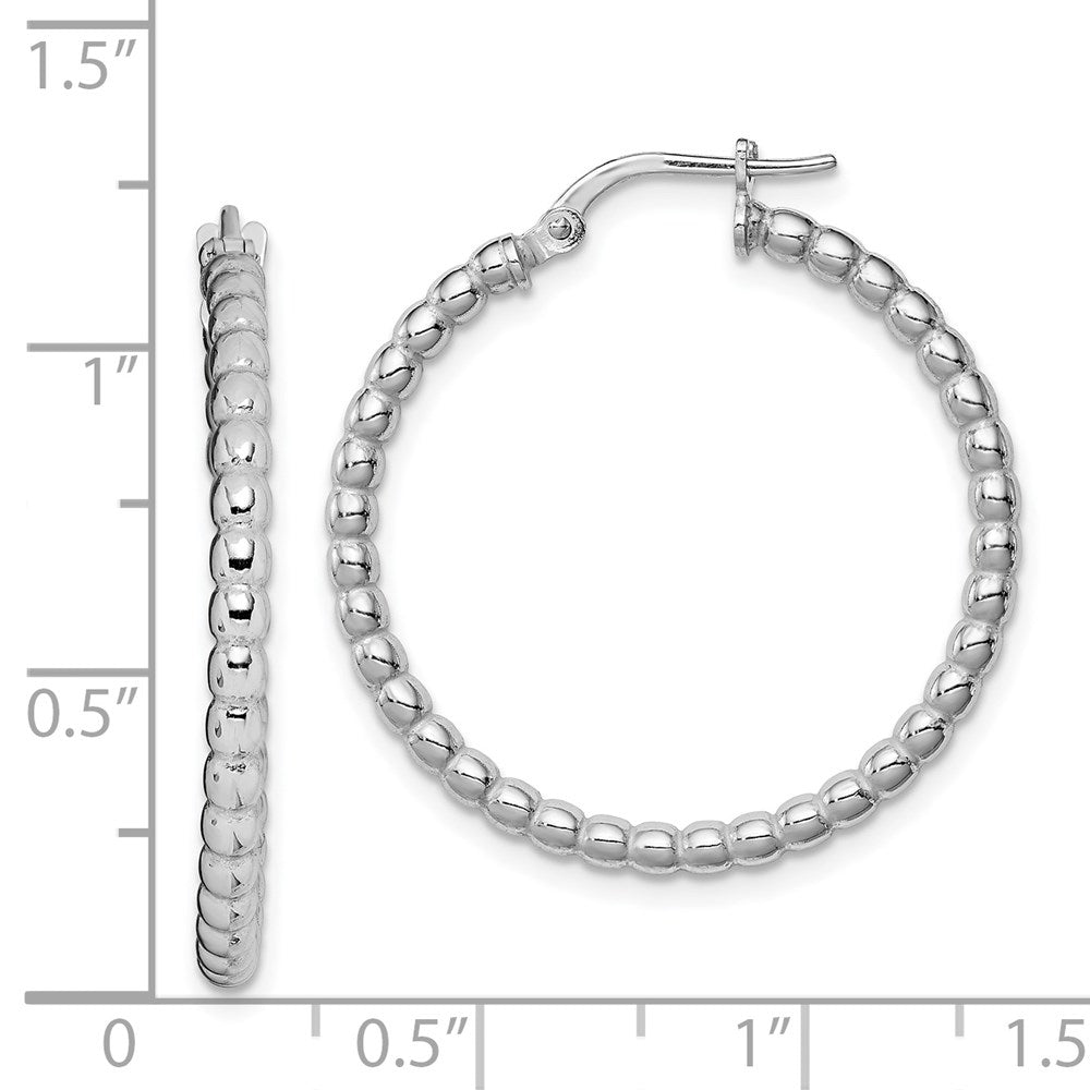 Sterlingsilber Rhodiniert Gekugelt 3x25mm Creolen