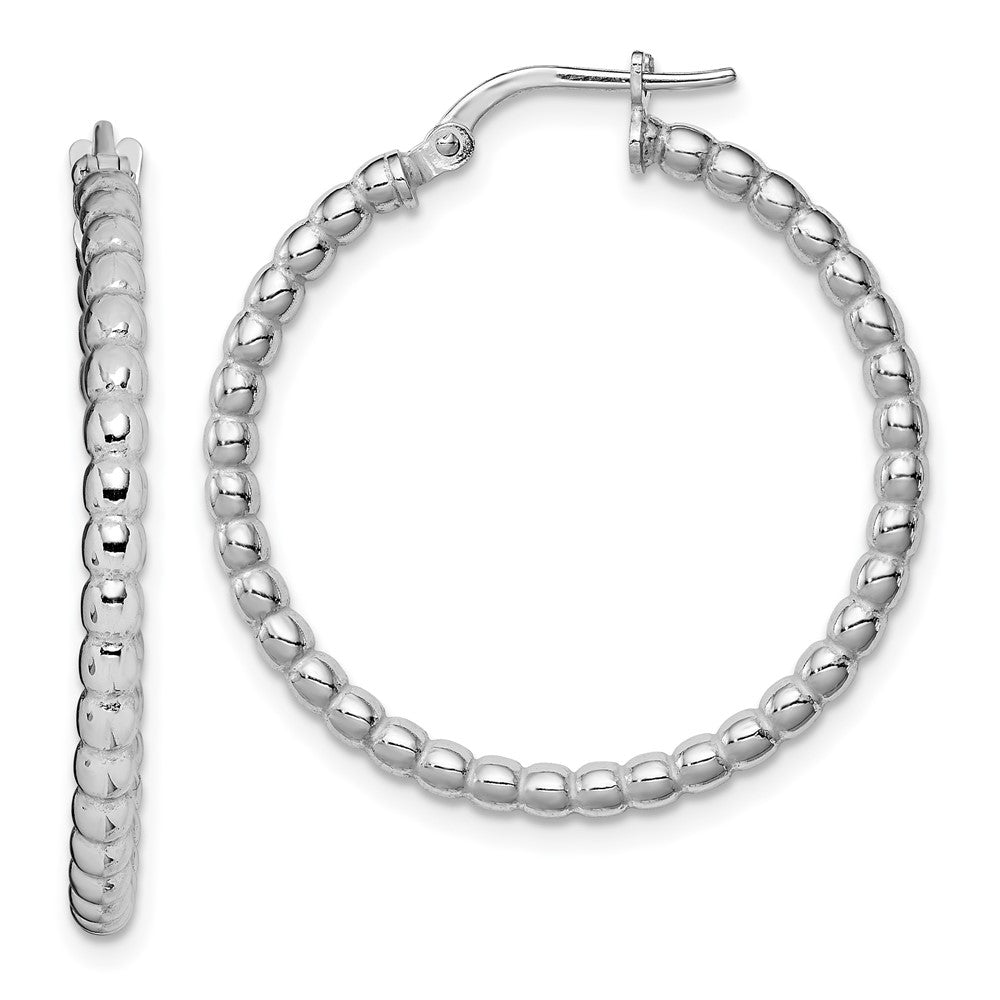 Sterlingsilber Rhodiniert Gekugelt 3x25mm Creolen