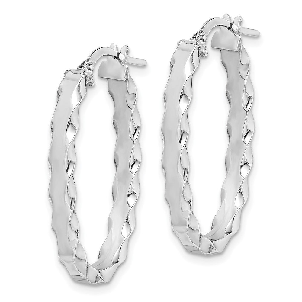 Sterlingsilber Rhodiniert Gewellt Kante 4mm Oval Creolen