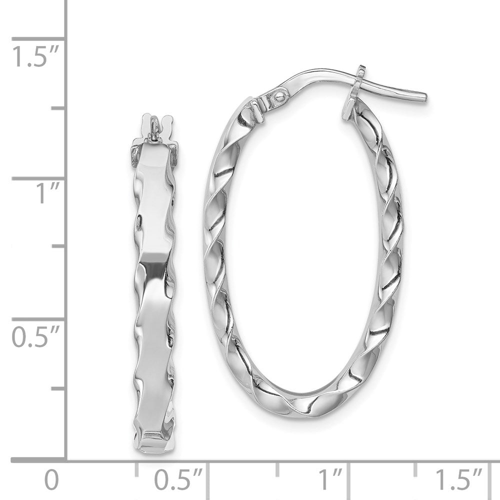 Sterlingsilber Rhodiniert Gewellt Kante 4mm Oval Creolen