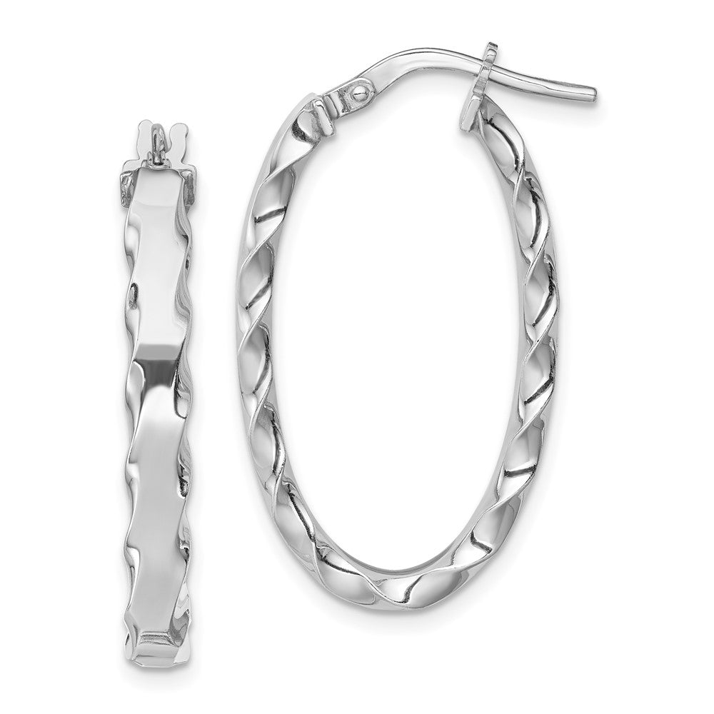 Sterlingsilber Rhodiniert Gewellt Kante 4mm Oval Creolen