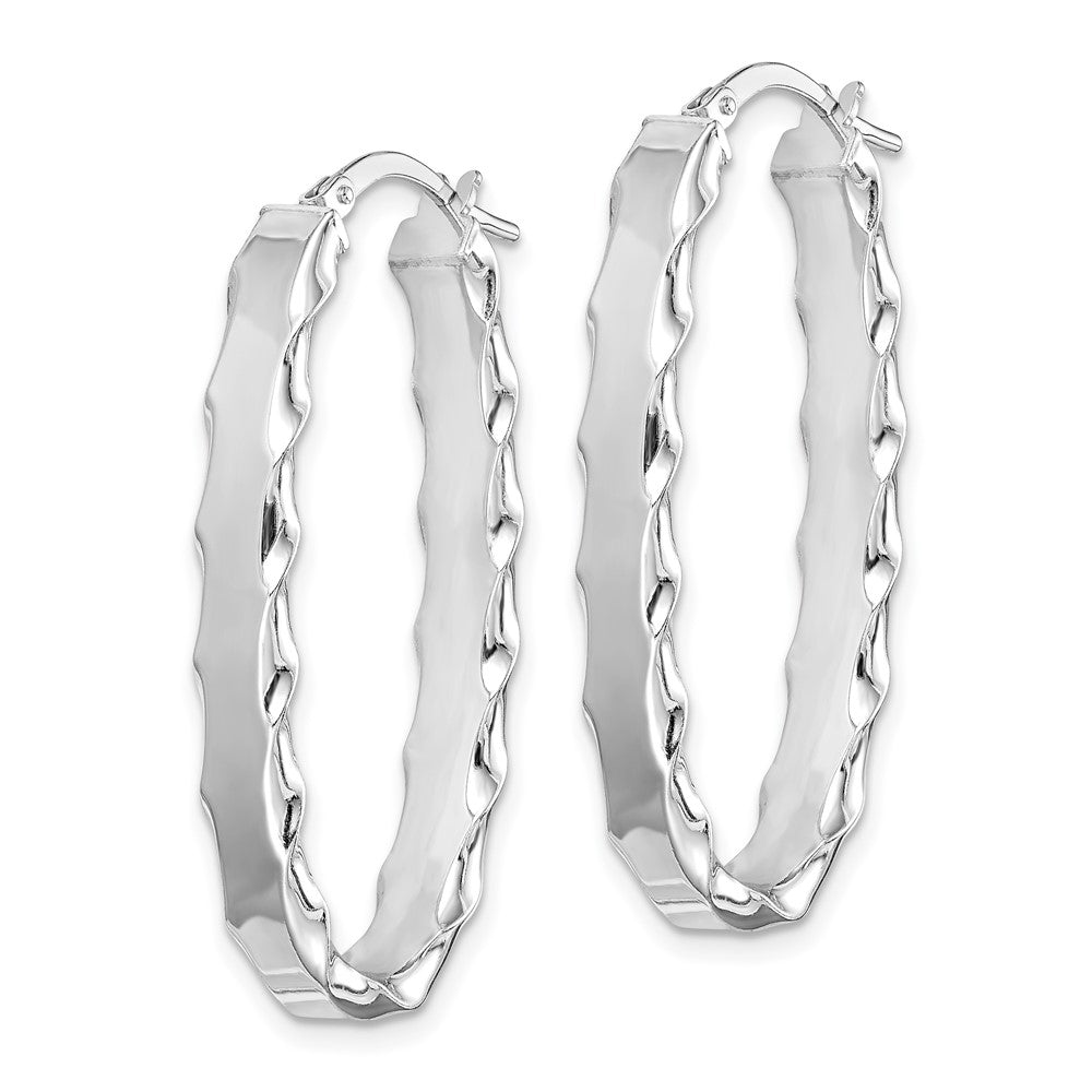 Sterlingsilber Rhodiniert Gewellt Kante 5mm Oval Creolen