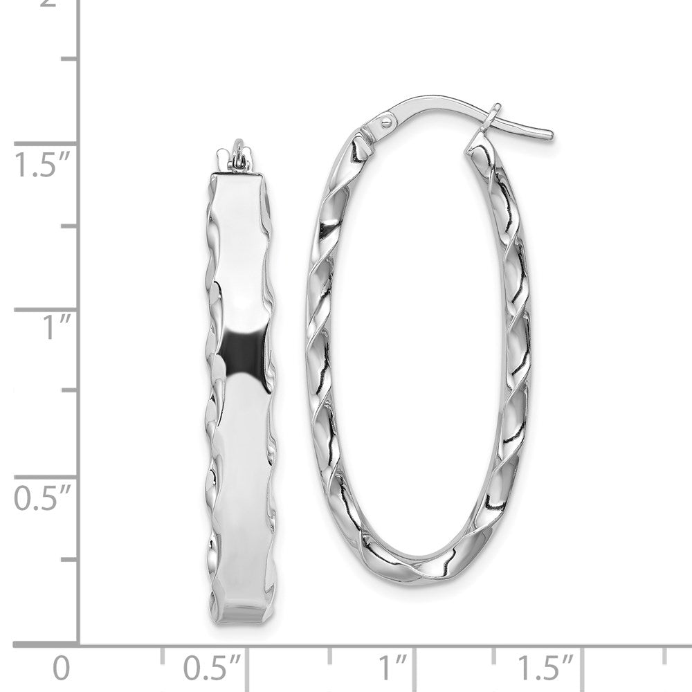 Sterlingsilber Rhodiniert Gewellt Kante 5mm Oval Creolen