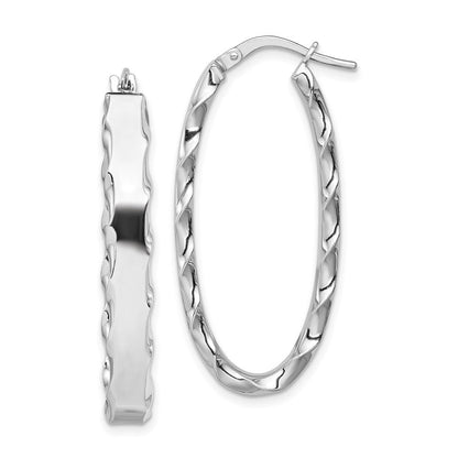 Sterlingsilber Rhodiniert Gewellt Kante 5mm Oval Creolen