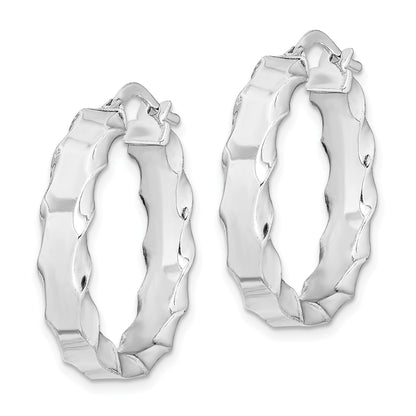Sterlingsilber Rhodiniert Gewellt Kante 5mm Rund Creolen