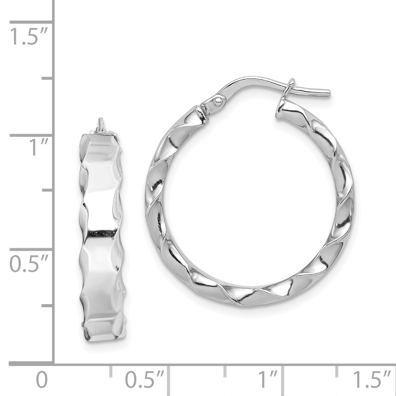 Sterlingsilber Rhodiniert Gewellt Kante 5mm Rund Creolen