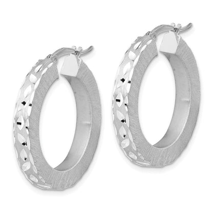 Sterlingsilber Rhodiniert Diamantiert Rund Creolen