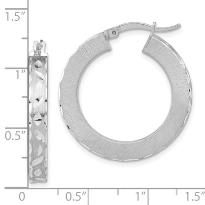 Sterlingsilber Rhodiniert Diamantiert Rund Creolen