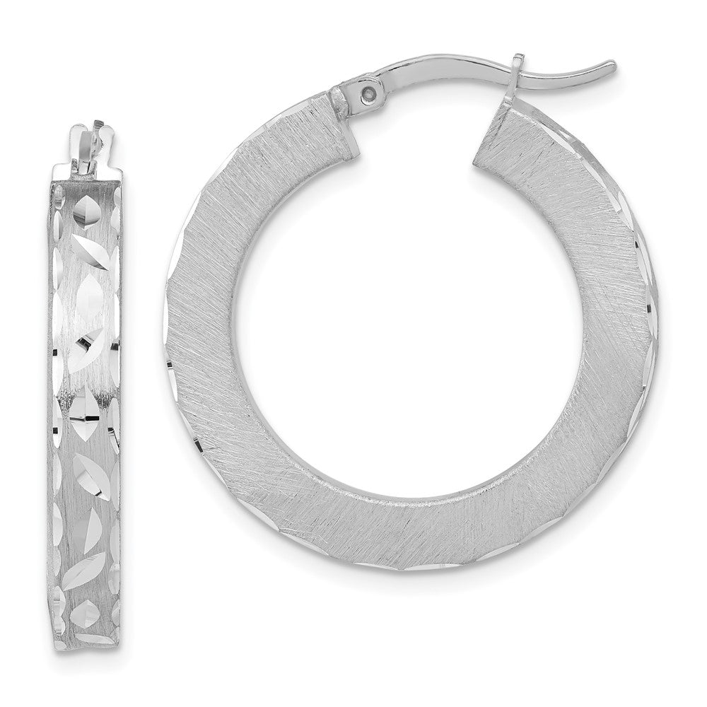 Sterlingsilber Rhodiniert Diamantiert Rund Creolen