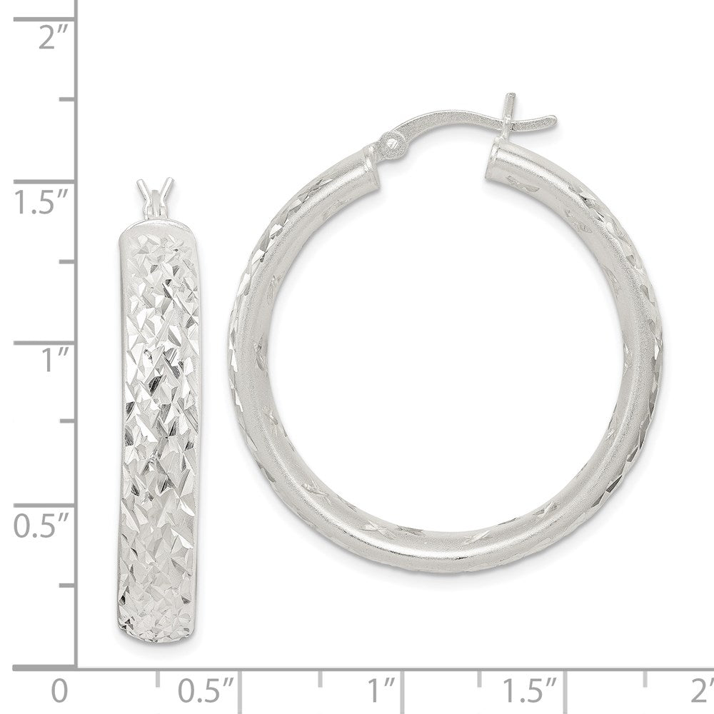 Sterlingsilber Satiniert & Diamantiert 5mm Rund Creolen