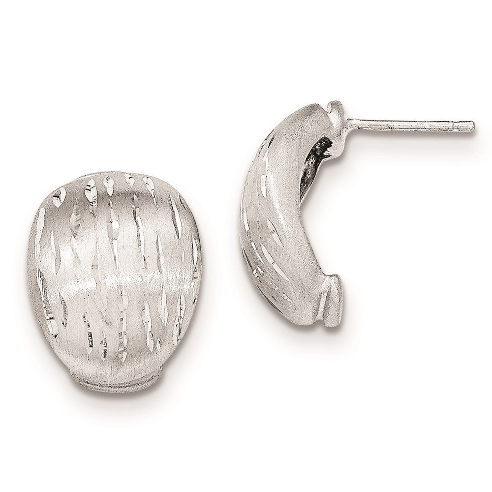 Sterlingsilber Satiniert/diamantiert Gebogen Ohrstecker