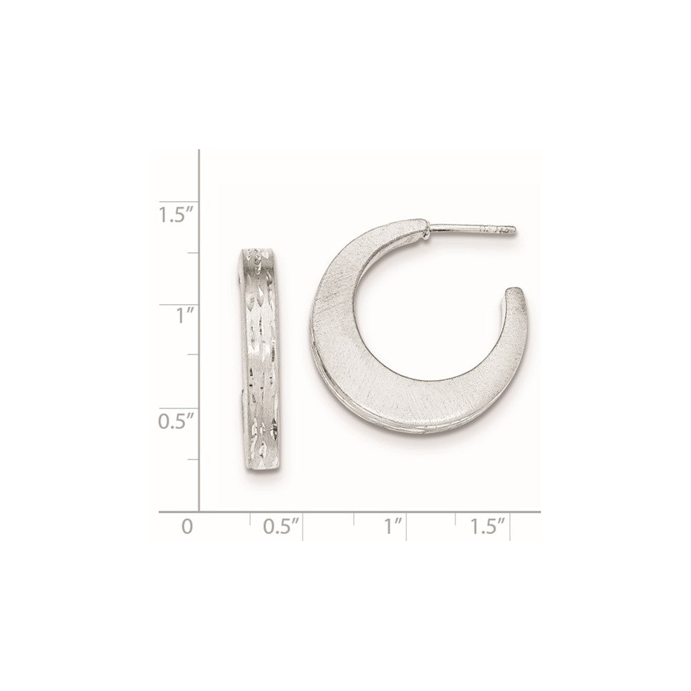 Sterlingsilber Gebürstet/diamantiert Stecker Creolen