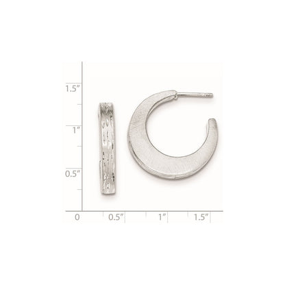 Sterlingsilber Gebürstet/diamantiert Stecker Creolen