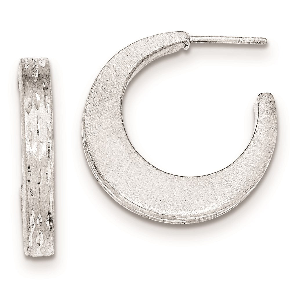 Sterlingsilber Gebürstet/diamantiert Stecker Creolen