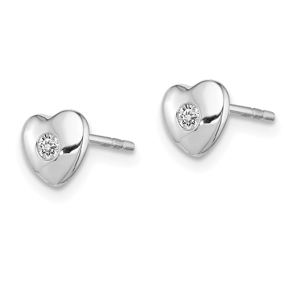Sterlingsilber Rhodiniert mit Zirkonia Herz Ohrstecker