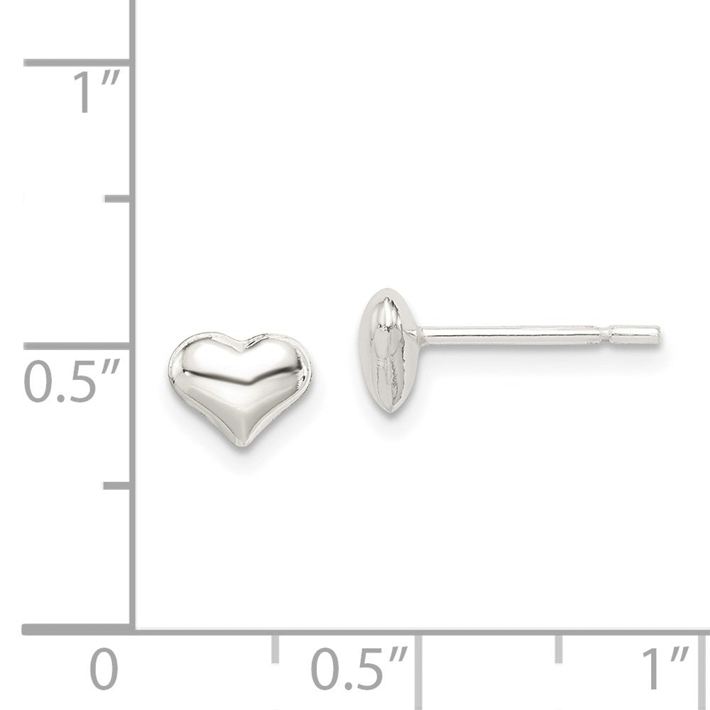 Sterlingsilber Poliert Herz Ohrstecker
