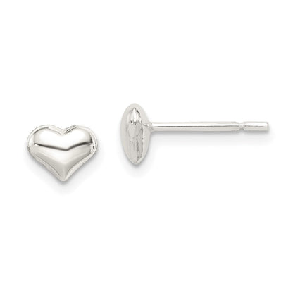 Sterlingsilber Poliert Herz Ohrstecker