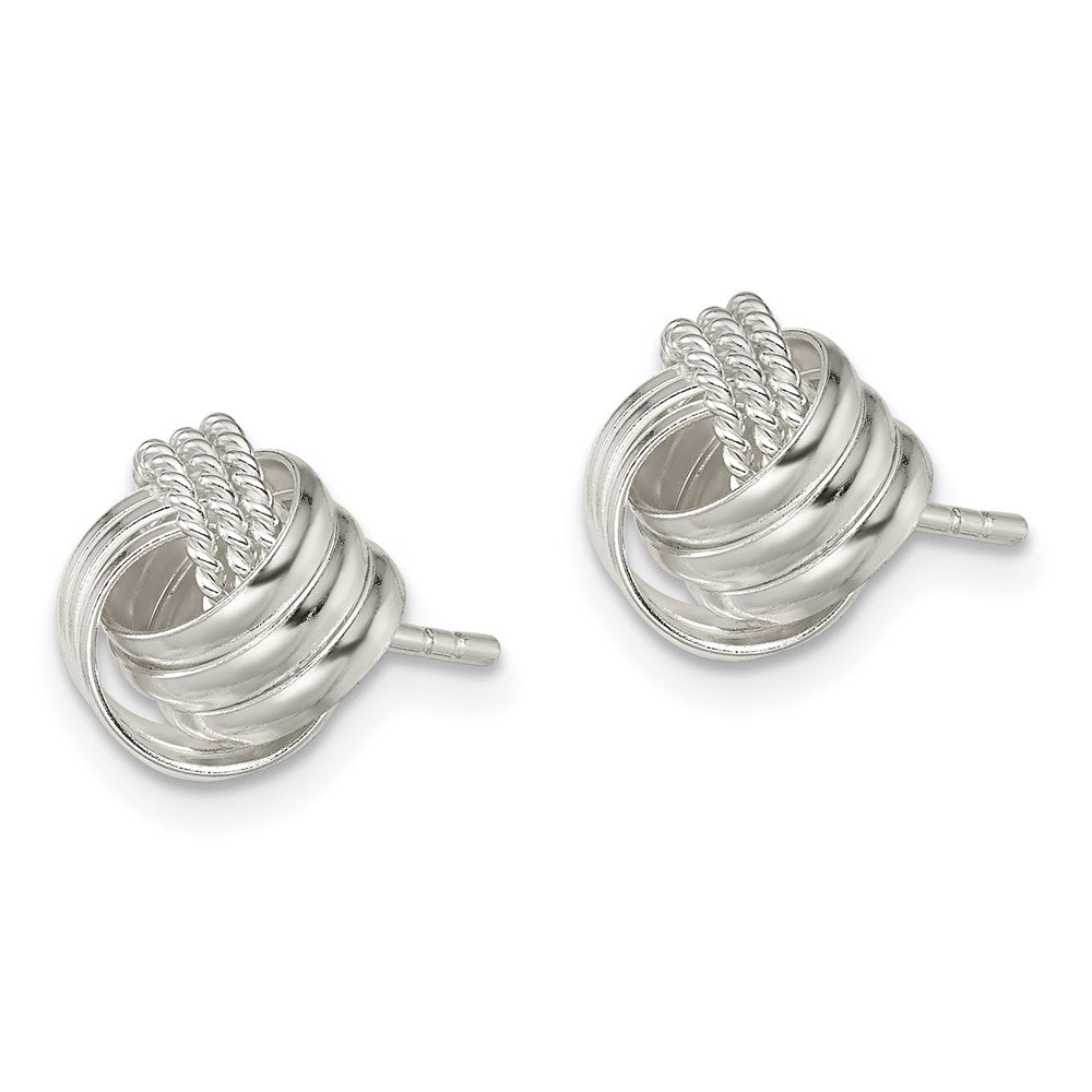 Sterlingsilber Poliert und Strukturiert Knoten Ohrstecker