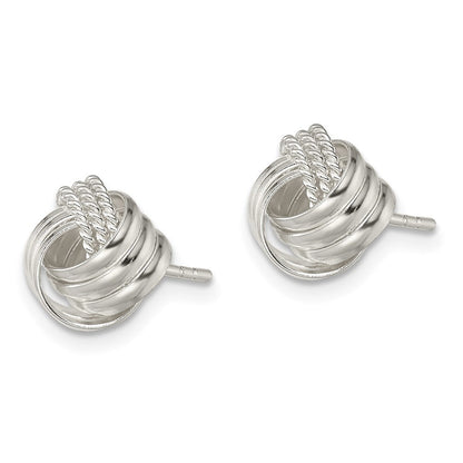 Sterlingsilber Poliert und Strukturiert Knoten Ohrstecker