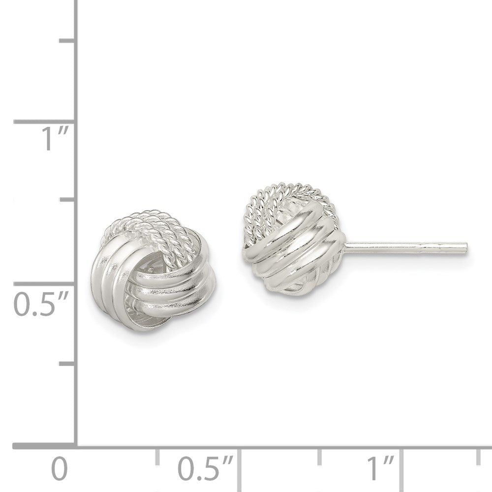 Sterlingsilber Poliert und Strukturiert Knoten Ohrstecker