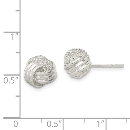 Sterlingsilber Poliert und Strukturiert Knoten Ohrstecker