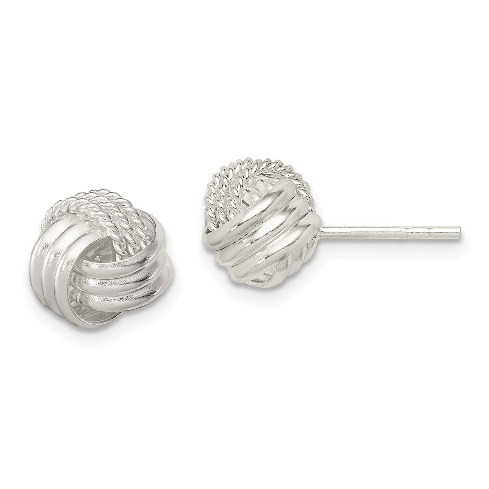 Sterlingsilber Poliert und Strukturiert Knoten Ohrstecker