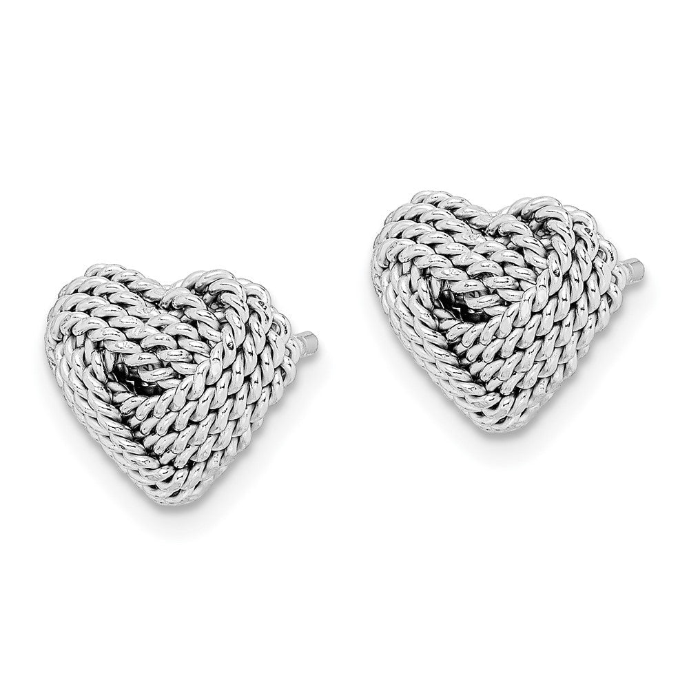 Sterlingsilber Rhodiniert Klein Gedreht Liebe Knoten Herz Ohrstecker