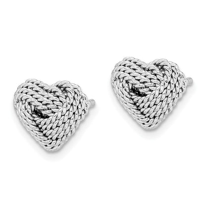 Sterlingsilber Rhodiniert Klein Gedreht Liebe Knoten Herz Ohrstecker