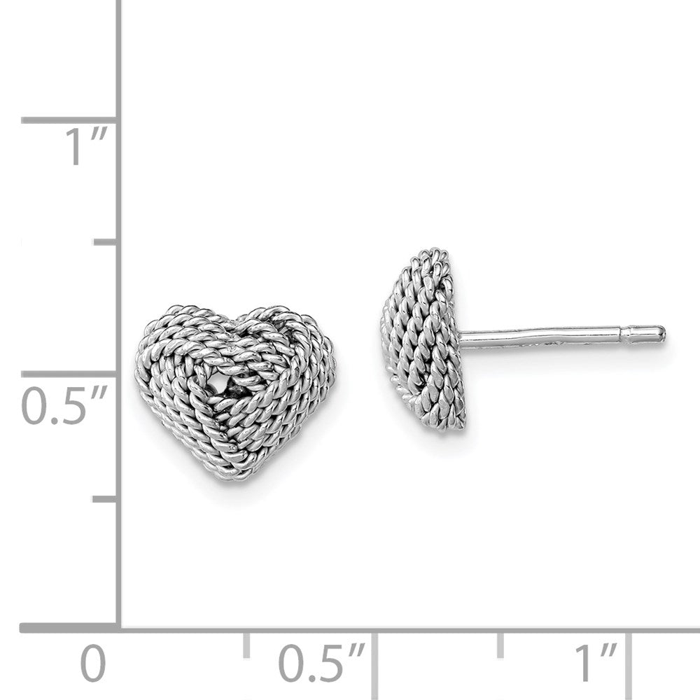 Sterlingsilber Rhodiniert Klein Gedreht Liebe Knoten Herz Ohrstecker