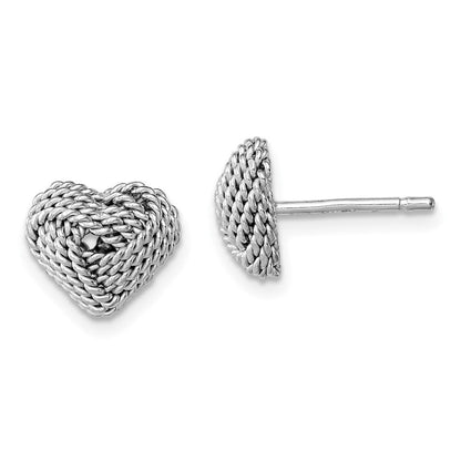 Sterlingsilber Rhodiniert Klein Gedreht Liebe Knoten Herz Ohrstecker