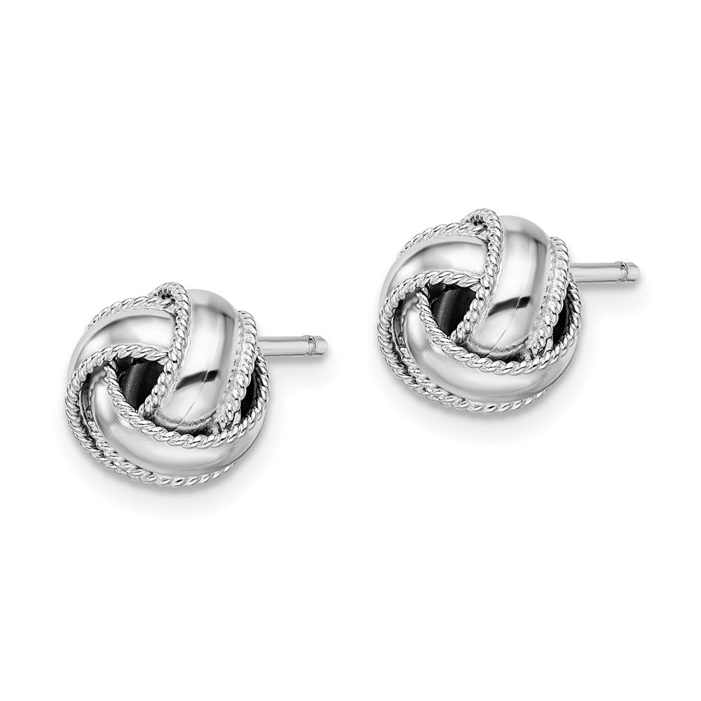 Sterlingsilber Rhodiniert Kordel Edged Knoten Ohrstecker
