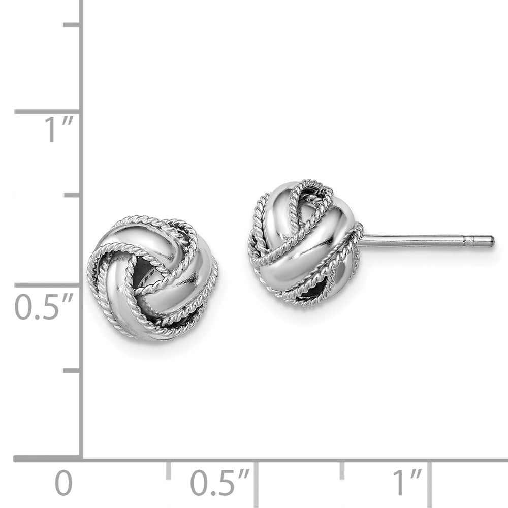 Sterlingsilber Rhodiniert Kordel Edged Knoten Ohrstecker