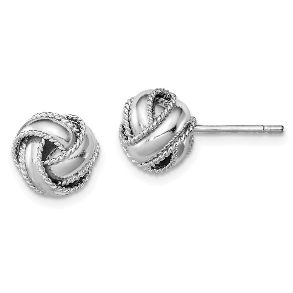 Sterlingsilber Rhodiniert Kordel Edged Knoten Ohrstecker