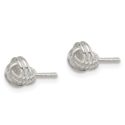 Sterlingsilber Poliert und Strukturiert Knoten Ohrstecker