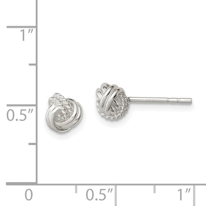 Sterlingsilber Poliert und Strukturiert Knoten Ohrstecker