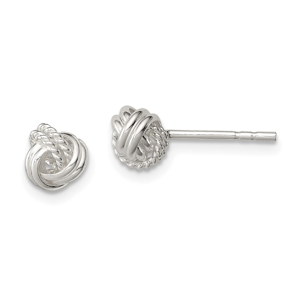 Sterlingsilber Poliert und Strukturiert Knoten Ohrstecker