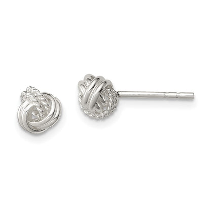 Sterlingsilber Poliert und Strukturiert Knoten Ohrstecker