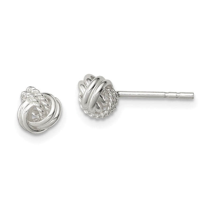 Sterlingsilber Poliert und Strukturiert Knoten Ohrstecker