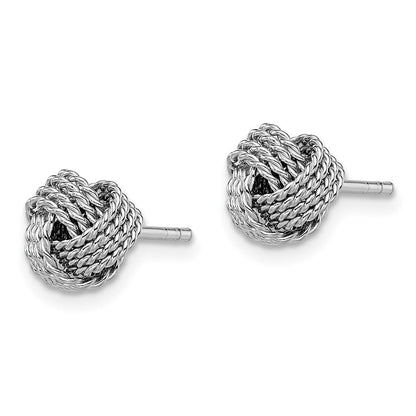 Sterlingsilber Rhodiniert Poliert und Gedreht Knoten Ohrringe