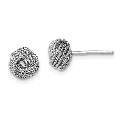 Sterlingsilber Rhodiniert Poliert und Gedreht Knoten Ohrringe