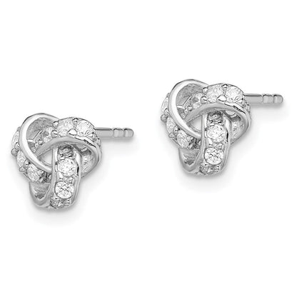 Sterlingsilber Rhodiniert Poliert Zirkonia Liebe Knoten Ohrstecker