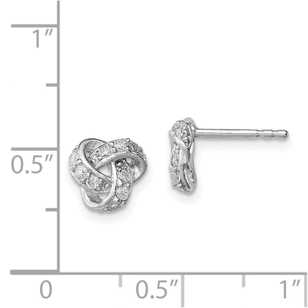 Sterlingsilber Rhodiniert Poliert Zirkonia Liebe Knoten Ohrstecker