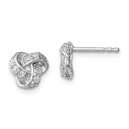 Sterlingsilber Rhodiniert Poliert Zirkonia Liebe Knoten Ohrstecker