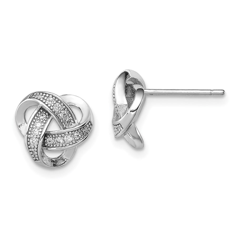 Sterlingsilber Rhodiniert Zirkonia Micropav Liebe Knoten Ohrstecker