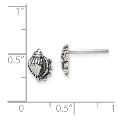 Sterlingsilber Poliert und Antikisiert Meer Muschel Ohrstecker